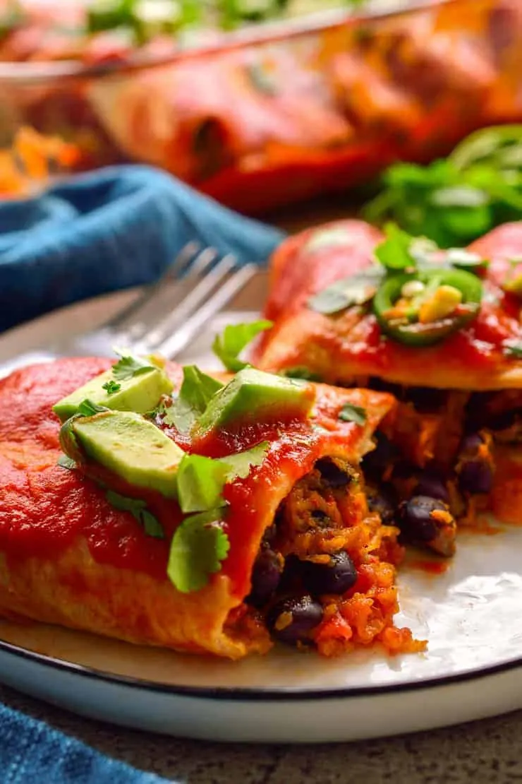 Vegan enchiladas with fresh salsa