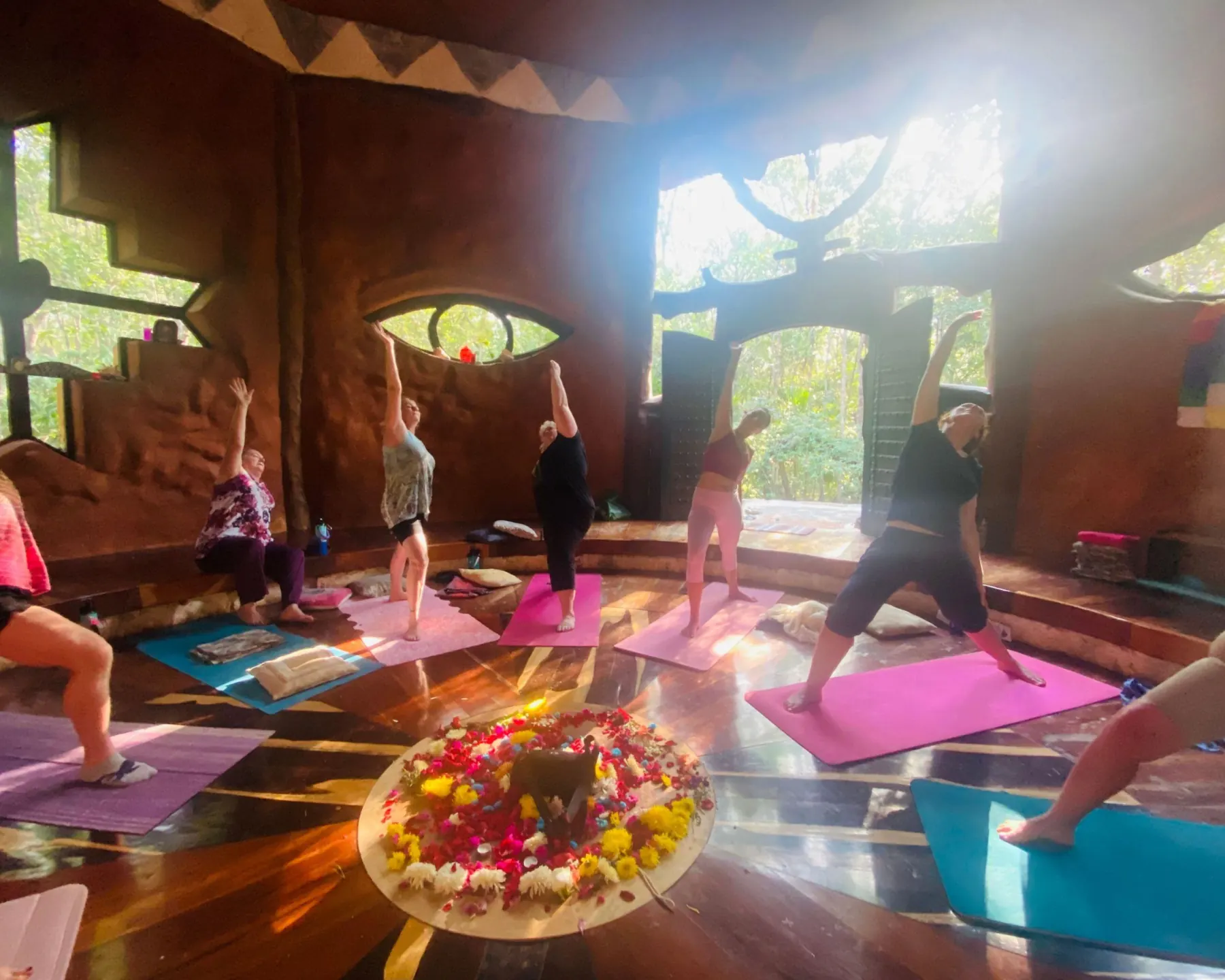 Morning yoga in the jungle temple