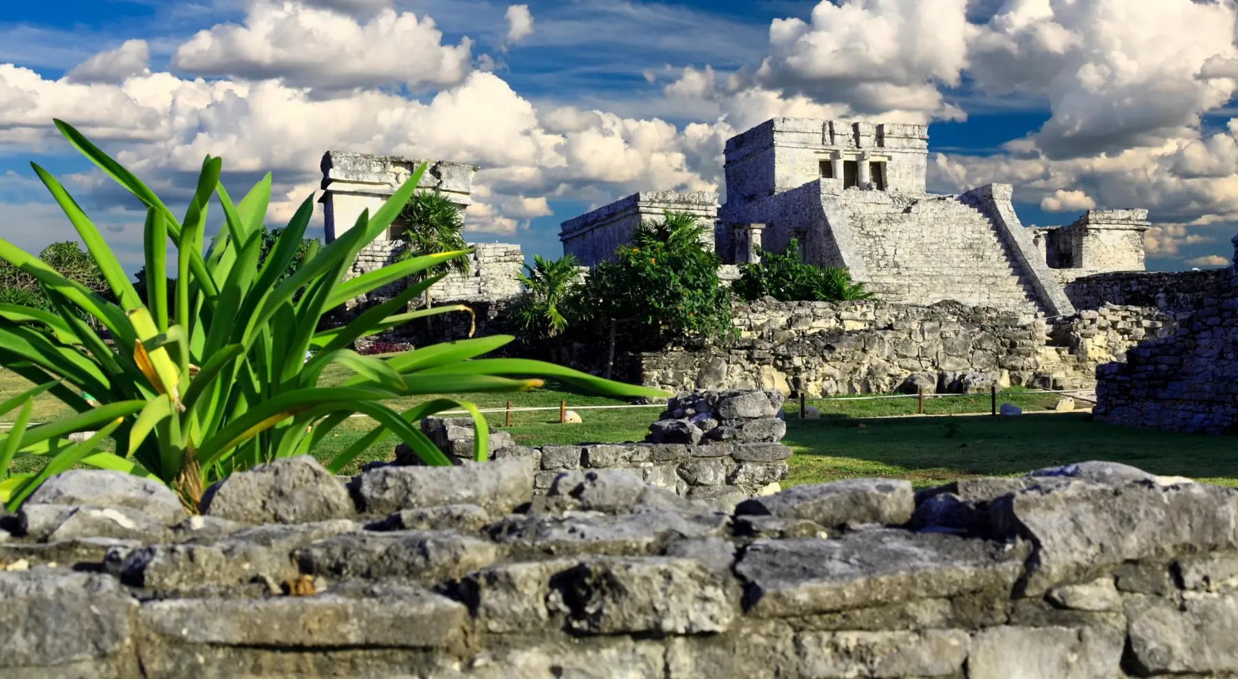 The ruins of Tulum above the Caribbean coast